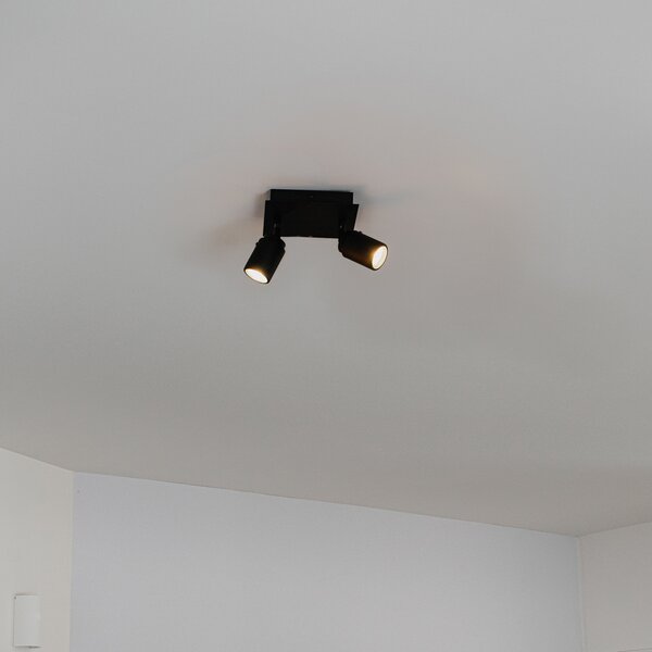 Faretto da bagno moderno nero quadrato 2 luci IP44 - Ducha
