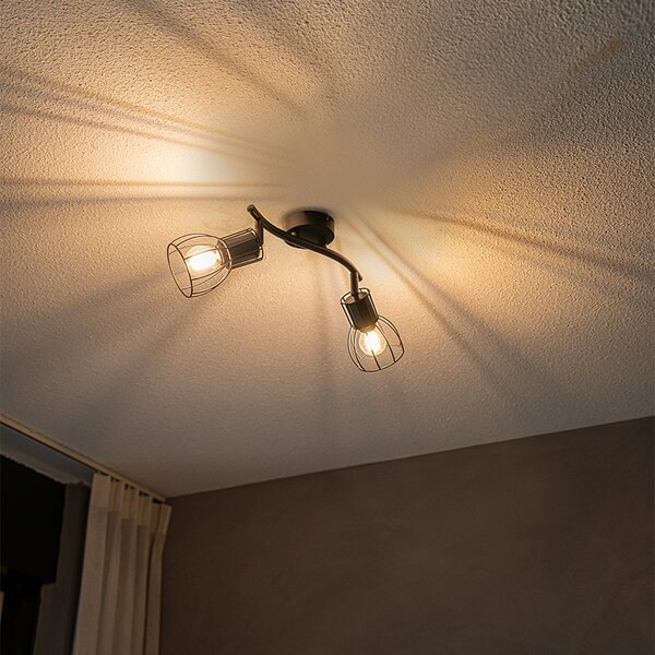 Faretto da soffitto moderno nero 2 luci orientabile - Botu