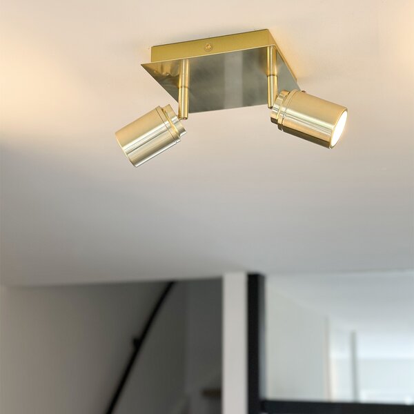 Faretto moderno per bagno ottone quadrato 2 luci IP44 - Ducha