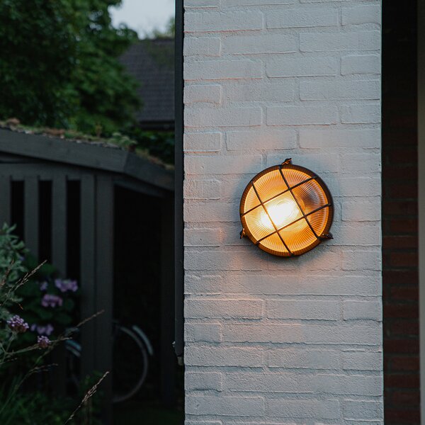 Lampada da parete rotonda industriale nera IP44 - Noutica