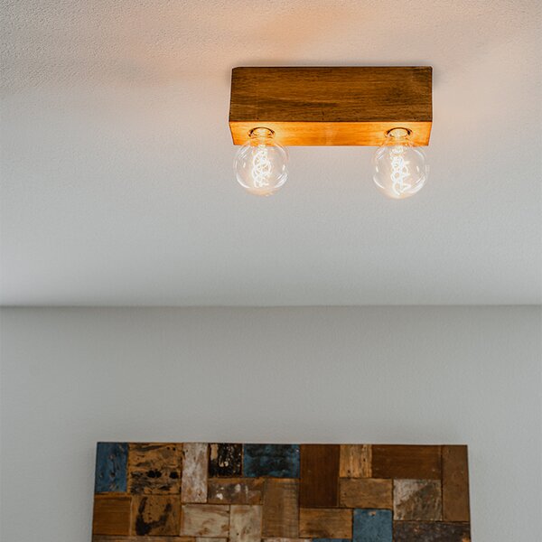 Faretto da soffitto rustico in legno vintage a 2 luci - Bloc