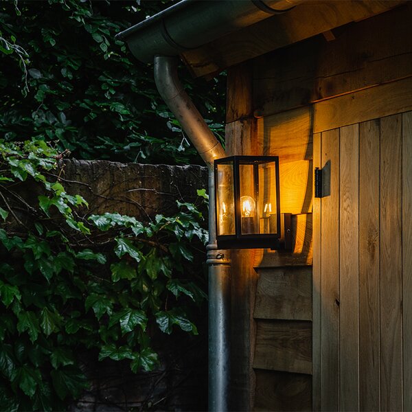 Lampada da parete per esterni moderna nera con vetro 30 cm - Rotterdam