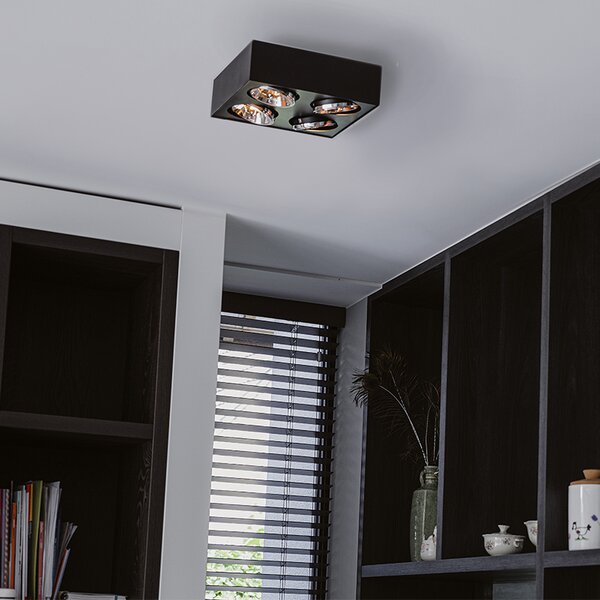 Faretto di design nero quadrato 4 luci - Kaya
