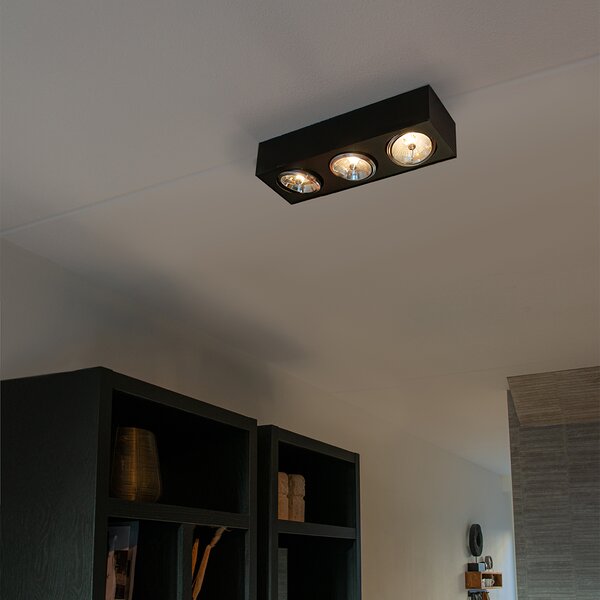 Faretto da soffitto di design nero quadrato 3 luci - Kaya