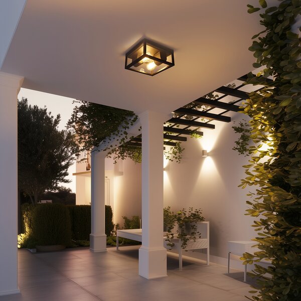 Plafoniera industriale nera IP44 2 luci - Charlois