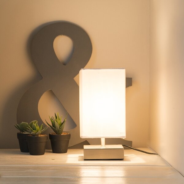 Lampada da tavolo moderna bianca con base in acciaio - Milo