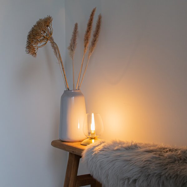 Lampada da tavolo classica oro con vetro - Elien
