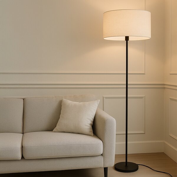 Lampada da terra nera con paralume grigio chiaro 50 cm - Simplo