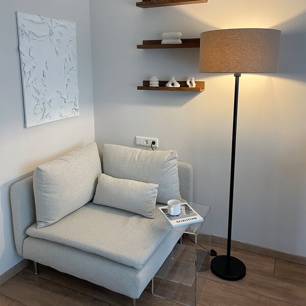Lampada da terra nera con paralume marrone chiaro 50 cm - Simplo