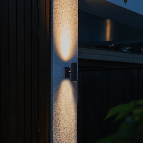 Lampada da parete per esterni nera 2 luci IP44 - Duo