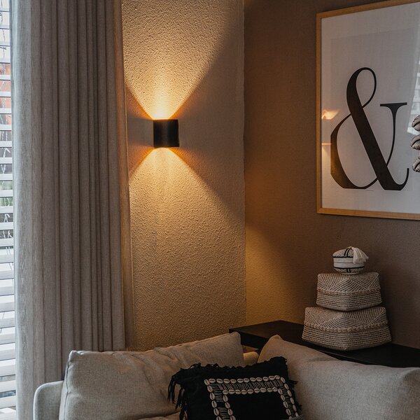 Applique da parete moderna nera con ottone - Sabbio