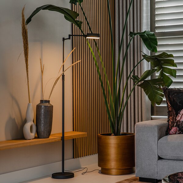 Lampada da terra di design nera con LED e dimmer touch - Notia