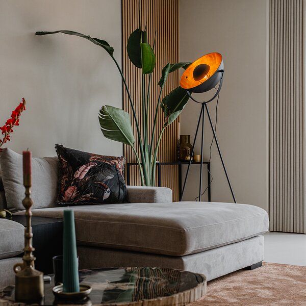 Lampada da terra nera con oro 42 cm treppiede regolabile - Magnax