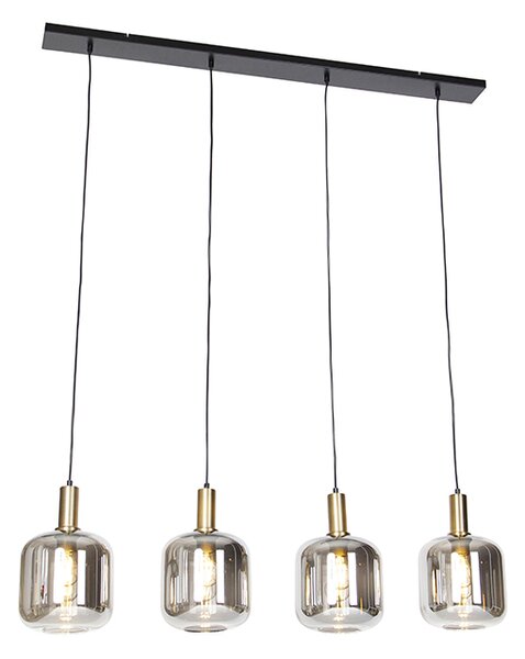 Lampada a sospensione intelligente nera con vetro fumé 4 luci incl. Wifi A60 - Zuzanna