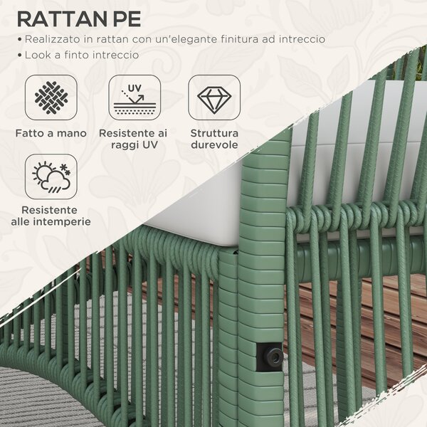 Outsunny Set da Giardino in Rattan da 4 Pezzi con 2 Poltrone da Esterni, Divano e Tavolino da Giardino