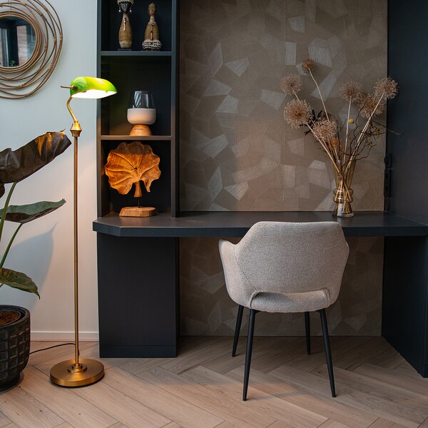 Lampada da terra Smart Banker bronzo con vetro verde incl. WiFi A60