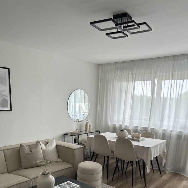 Plafoniera nera incl. LED dimmerabile a 3 livelli 4 luci - Lejo