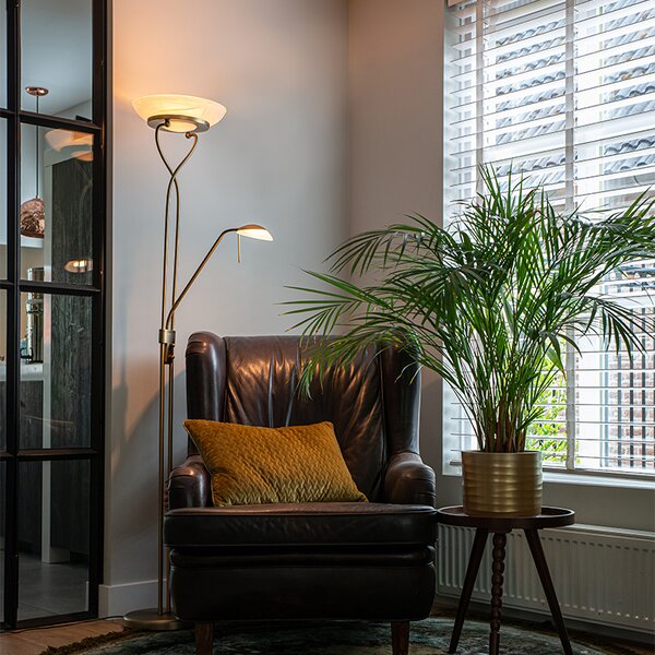 Lampada da terra bronzo con LED e dimmer con lampada da lettura - Empoli