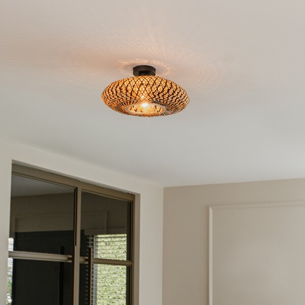 Lampada da soffitto orientale in bambù nero 40 cm - Ostrava