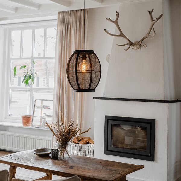 Lampada a sospensione orientale nera 35 cm - Rob