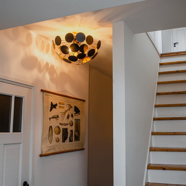 Lampada a sospensione di design nera con oro 54 cm 3 luci - Cerchio