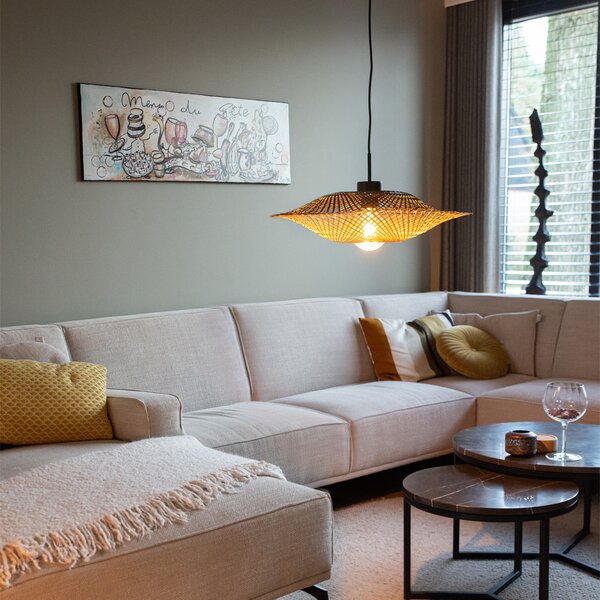 Lampada a sospensione orientale in bambù 50 cm - Rina