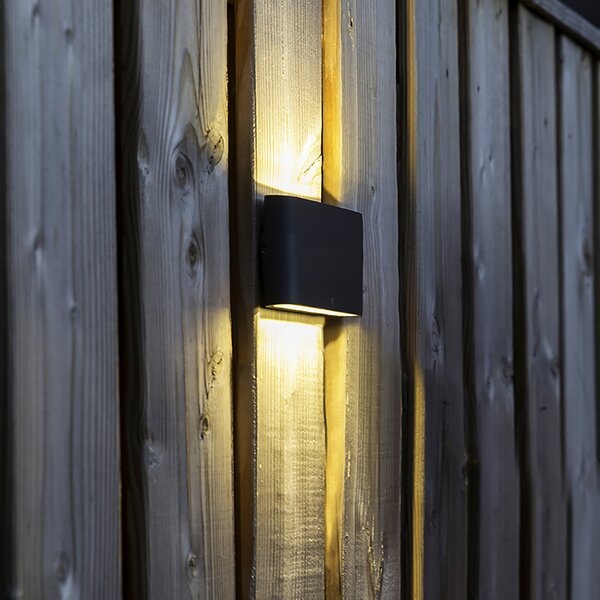 Set di 2 applique da esterno grigio scuro 17,5 cm con LED - Batt