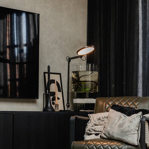 Lampada da tavolo di design nera con LED con sensore touch e ricarica a induzione - Don