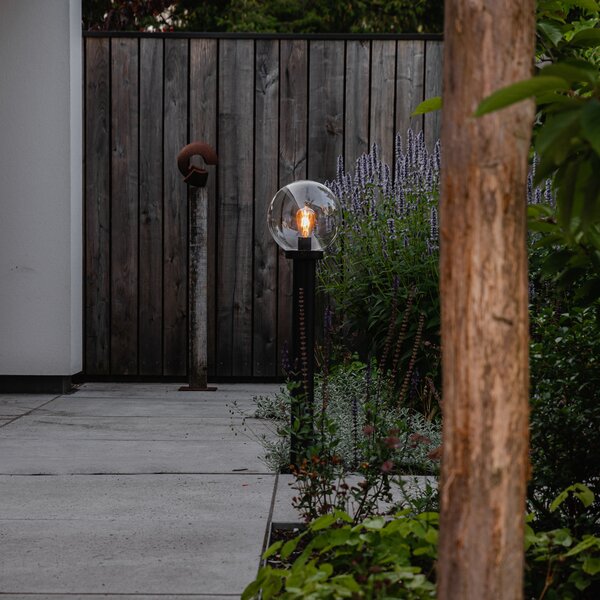 Lampada da esterno a stelo nera con globo trasparente 100 cm IP44 - Sfera