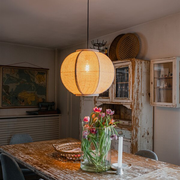 Lampada a sospensione orientale naturale 48 cm - Rob