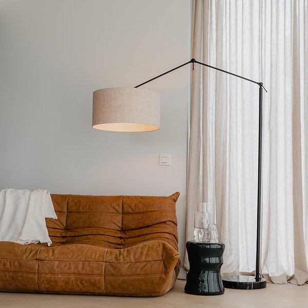 Lampada da terra nera con paralume grigio chiaro 50 cm regolabile - Editor