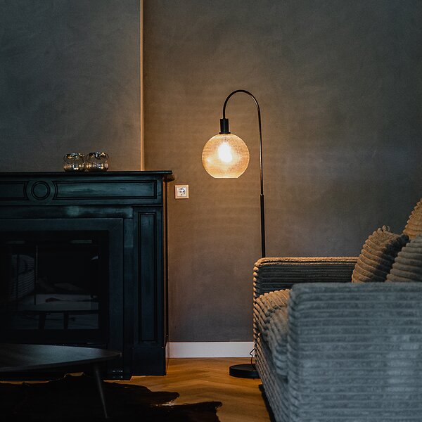 Lampada da terra di design nera con vetro fumé - Chico