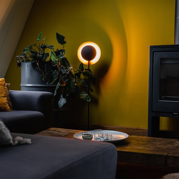 Lampada da terra Art Déco nera con oro - Emilienne