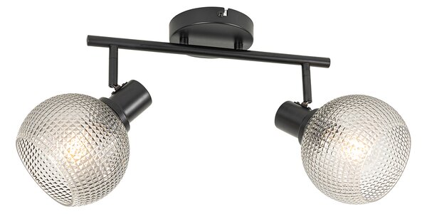 Faretto di design nero con vetro fumé 2 luci - Chico