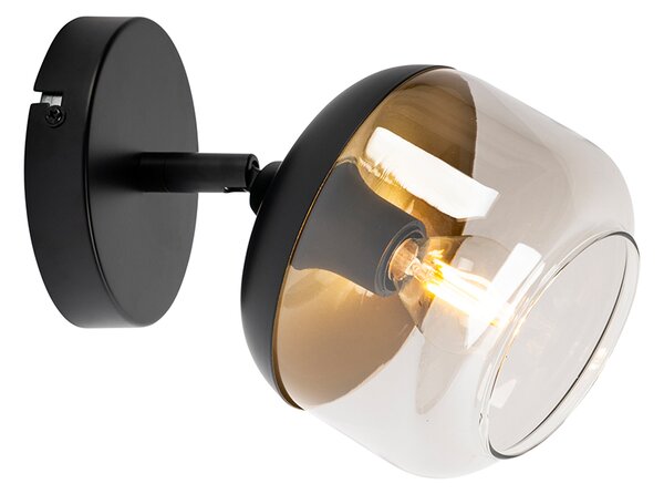 Faretto di design nero con oro e vetro fumé - Kyan