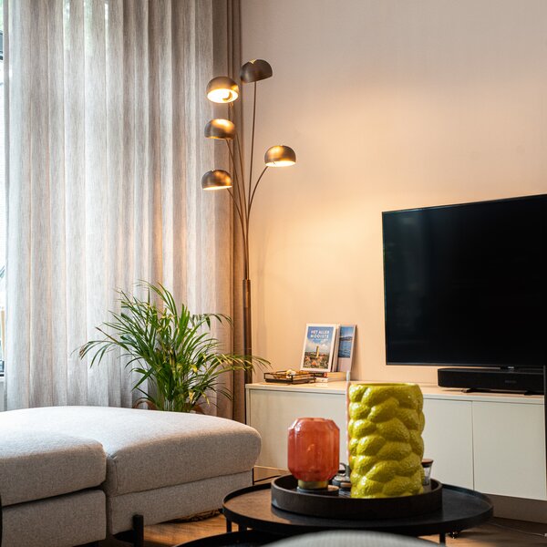 Lampada da terra di design bronzo scuro con oro 5 luci - Sixties Marmo