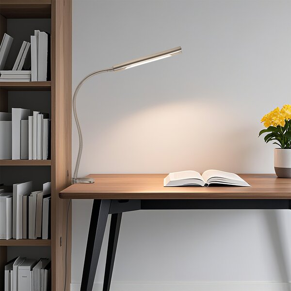 Lampada da tavolo a morsetto in acciaio con LED e dimmer touch - Lionard