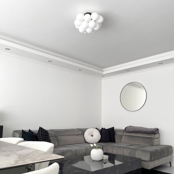 Plafoniera smart nera con vetro opale 4 luci incl. Zigbee G9 - Uvas