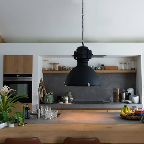 Lampada a sospensione industriale intelligente nera 53 cm incl. A60 Wifi - Sicko