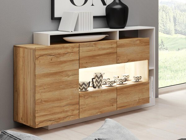 Credenza mobile per vinili con 1 cassetto e 4 nicchie blu scuro