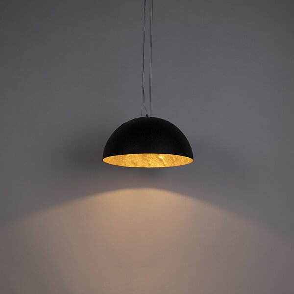 Lampada a sospensione industriale nera con oro 50 cm - Magna