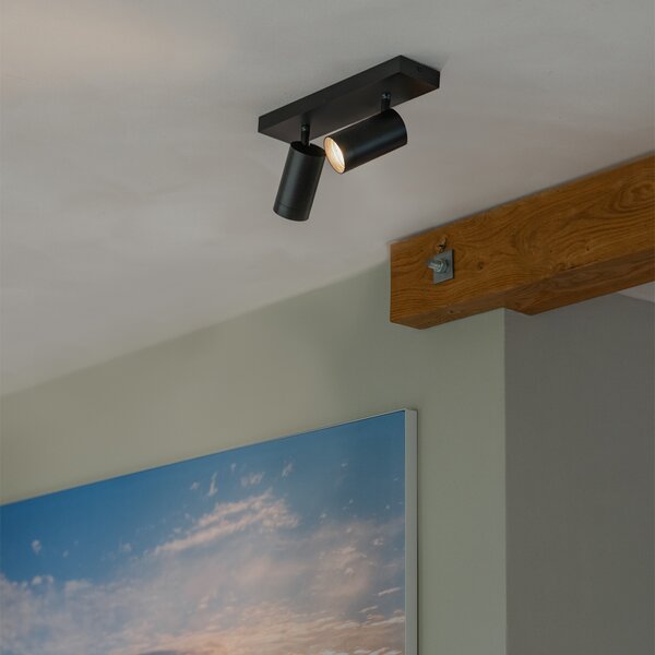 Faretto da soffitto moderno nero orientabile 2 luci - Jeana Luxe