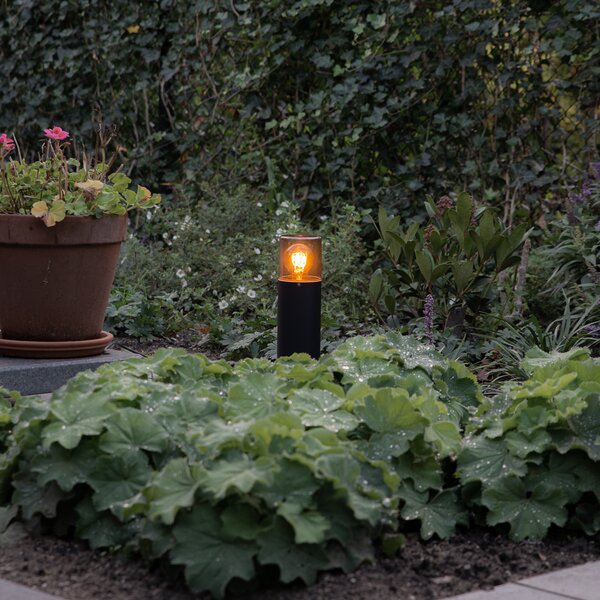 Lampada da esterno a stelo nera con paralume fumé 30 cm IP44 - Odense