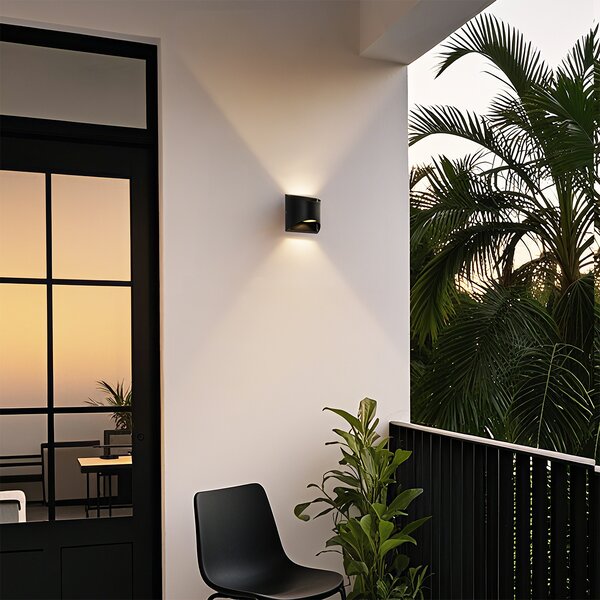 Lampada da parete per esterni moderna nera con LED 2 luci IP54 - Mal