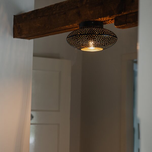 Plafoniera intelligente nera con oro 25 cm incl. Wifi P45 - Radiance