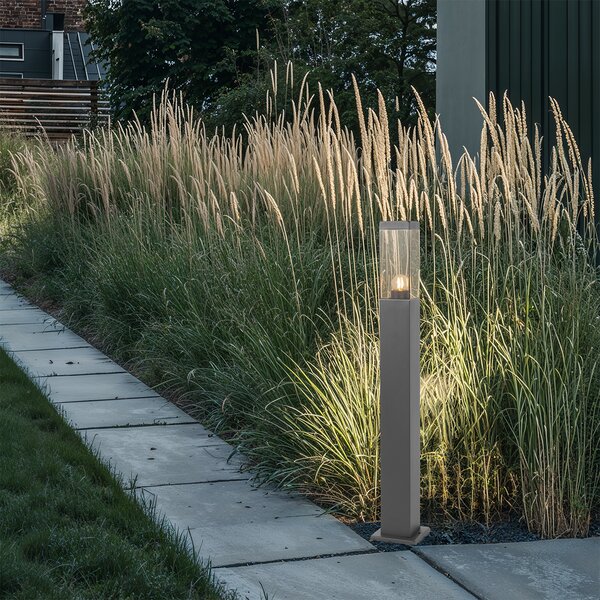 Lampada da esterno moderna Grigio scuro con vetro fumé 80 cm - Malios