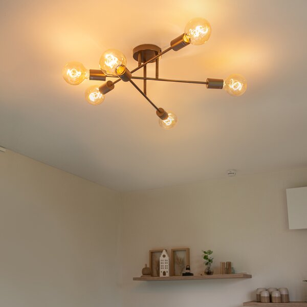 Plafoniera industriale bronzo scuro 6 luci - Sydney