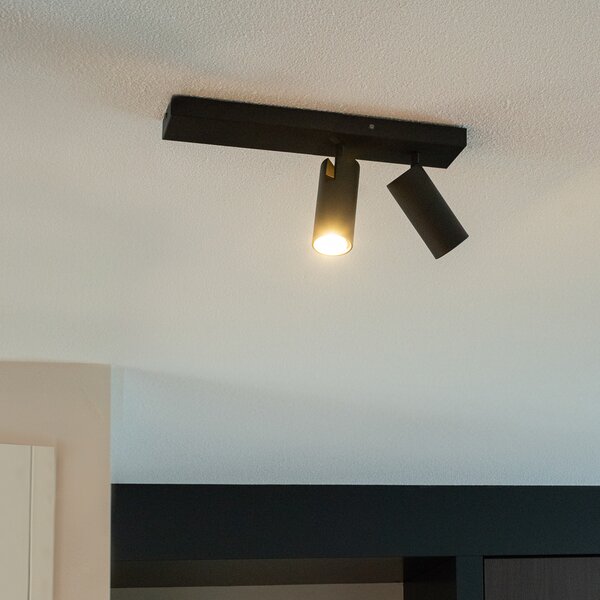 Faretto da soffitto smart nero 2 luci regolabile incl. 2 Wifi GU10 50mm - Renna