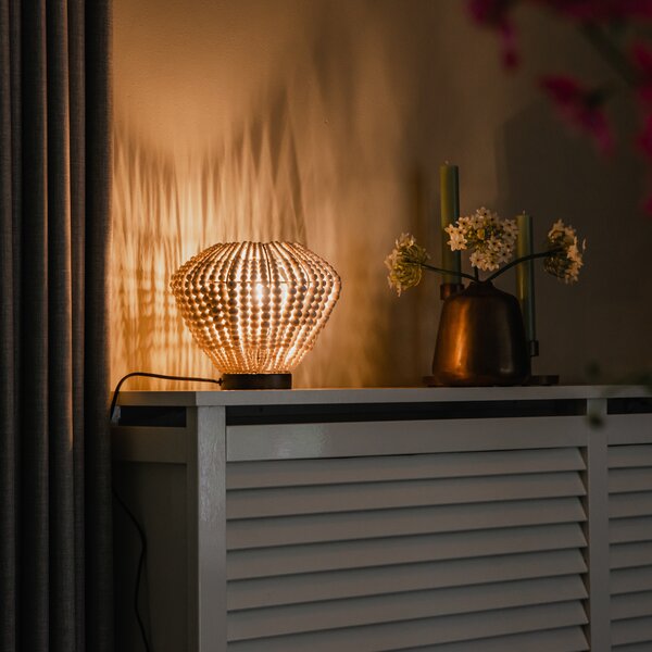 Lampada da tavolo orientale beige con perline - Moti