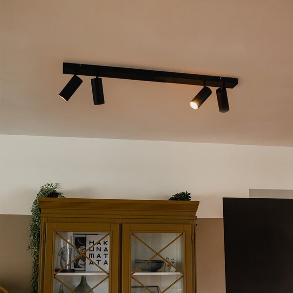 Faretto da soffitto moderno nero 4 luci orientabili - Renna